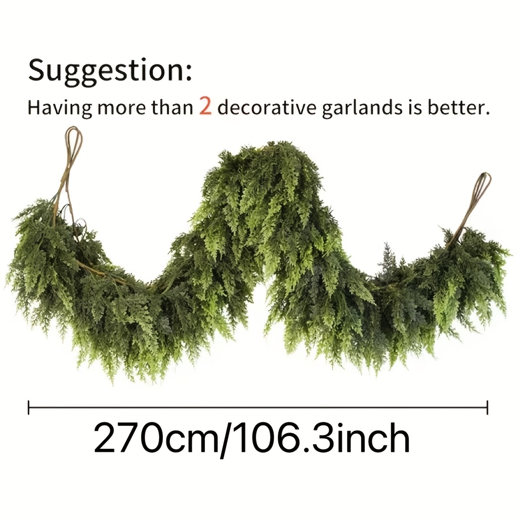 TEMU 1 pièce Couronne de pin de Norfolk de 106,3 pouces - de conifères à réaliste, convient pour une décoration de manteau de cheminée et de table
