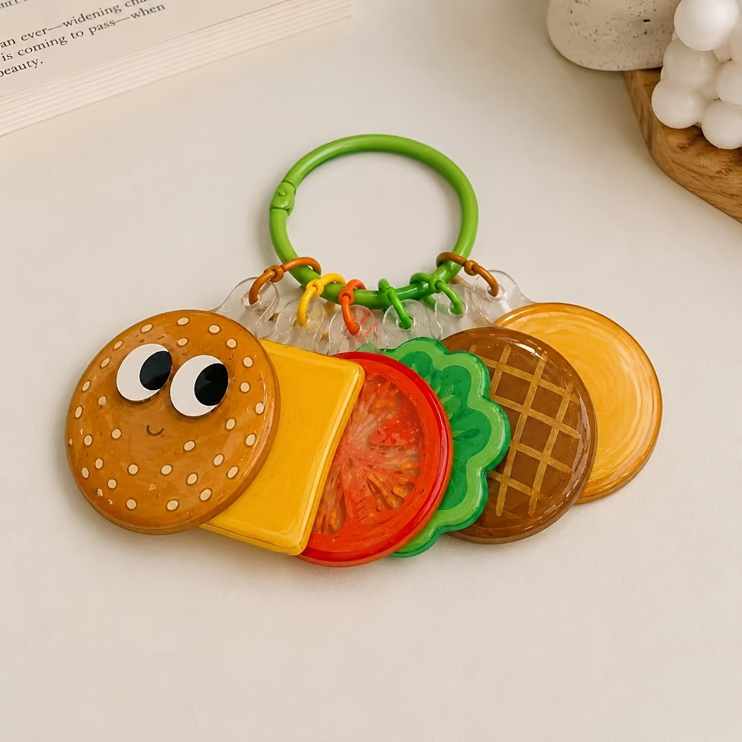 TEMU 2d Flat, Cute Layered Burger Acrylic Keychain, Removable Stackable Bag Charm, Quirky Accessory, Novelty Fun Key Ring