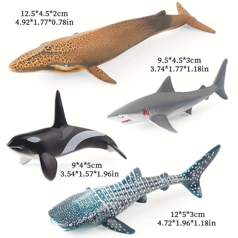 Image of 4pcs Shark Toys Figurines, Realistic Sea Creatures Shark Toy, Ocean Sea Animal Toys,christmas,halloween,birthday Gift
