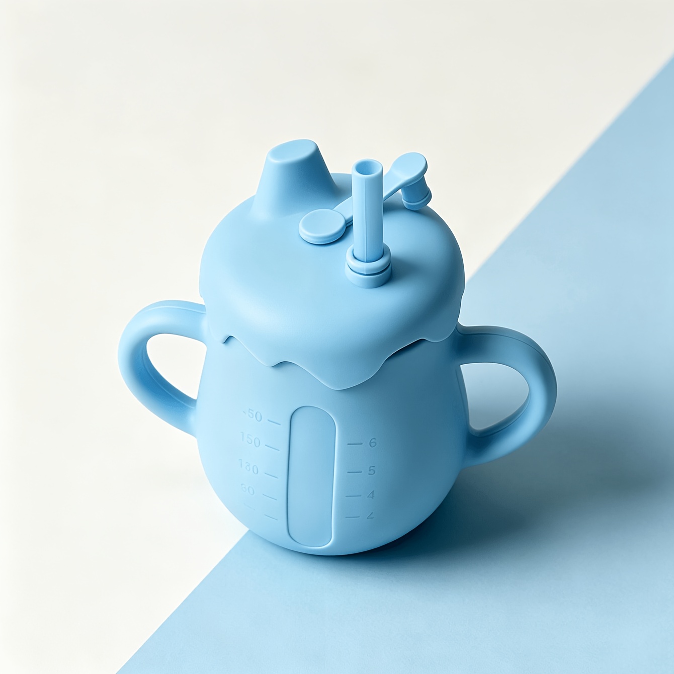 TEMU 1pc Food-grade Silicone Sippy Cup, 6 Colors Available, 180ml Water Bottle, Baby Drinking Training Straw Cup, Kids Portable Drinking Cup,