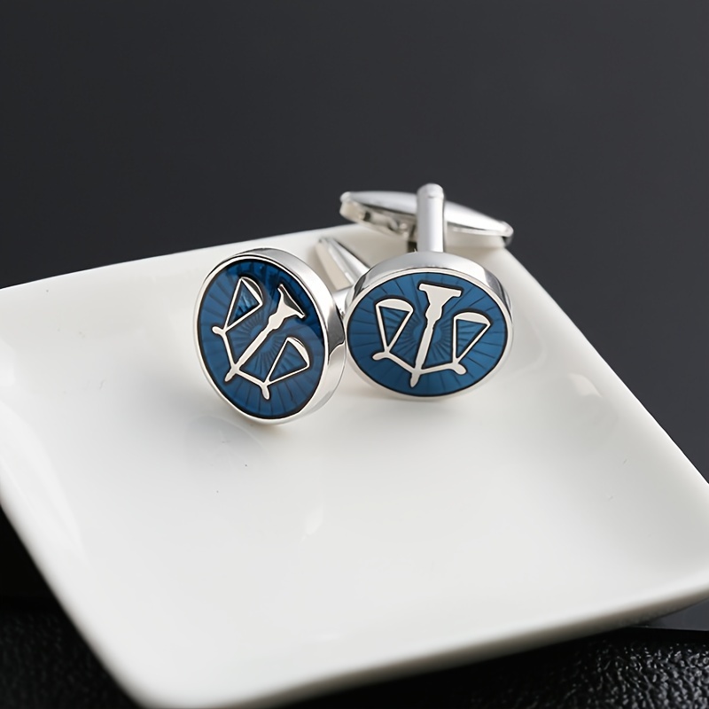 

1 Pair Of Round Libra Sign Cufflinks, Fashionable Business Formal Shirt Accessories, Suitable For Daily Wear, Banquets