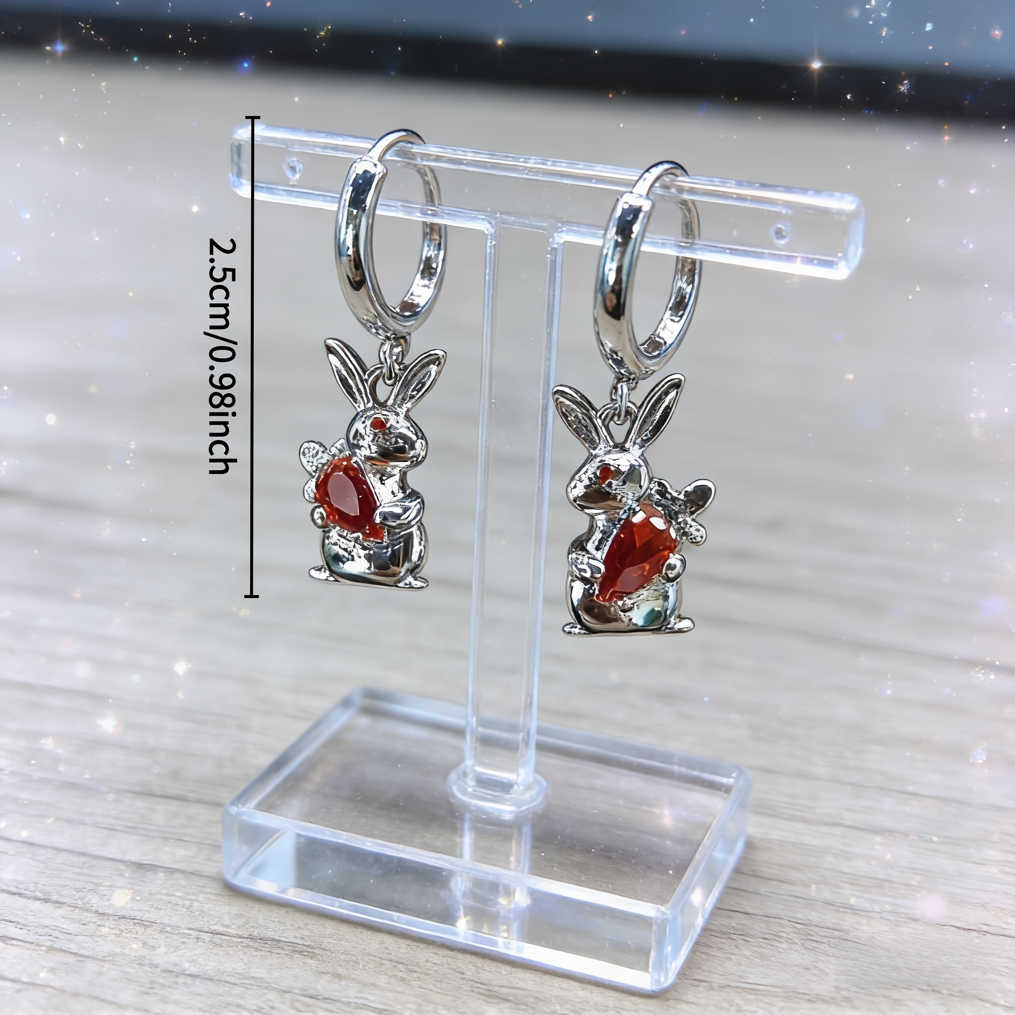2pcs Cute Rabbit Carrying Carrot Earrings