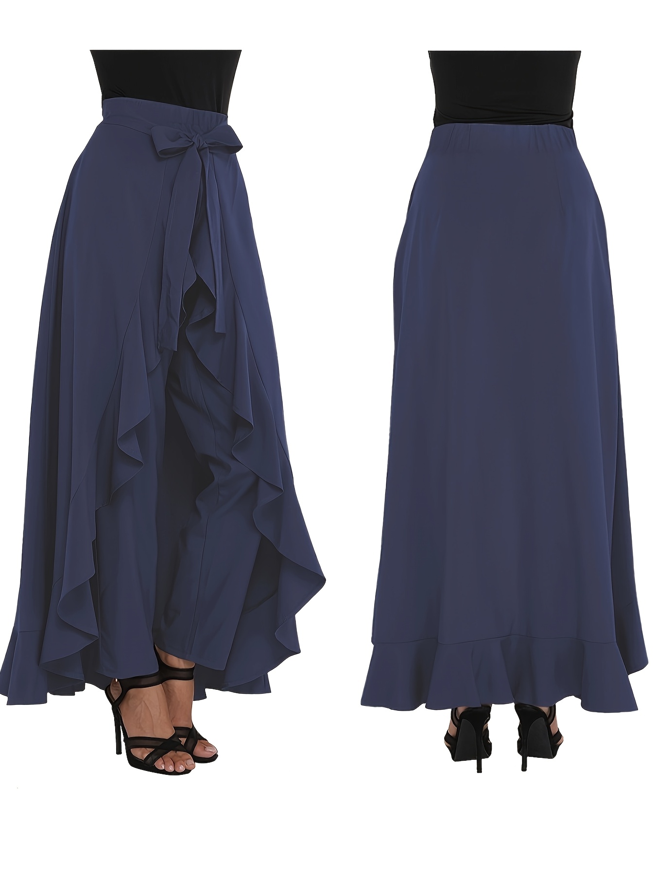 women's elegant high waist ruffle maxi pants non see beach