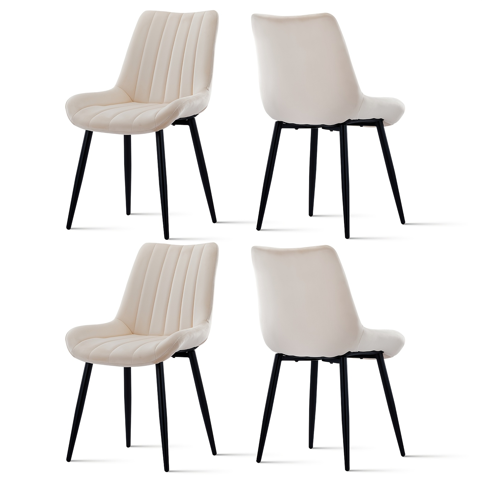 Image of Dining Chairs Set Of 4 Velvet Upholstered Seat Leisure Kitchen Chairs With Sturdy Metal Legs High Back Dining Living Room Lounge Corner Reception Chairs