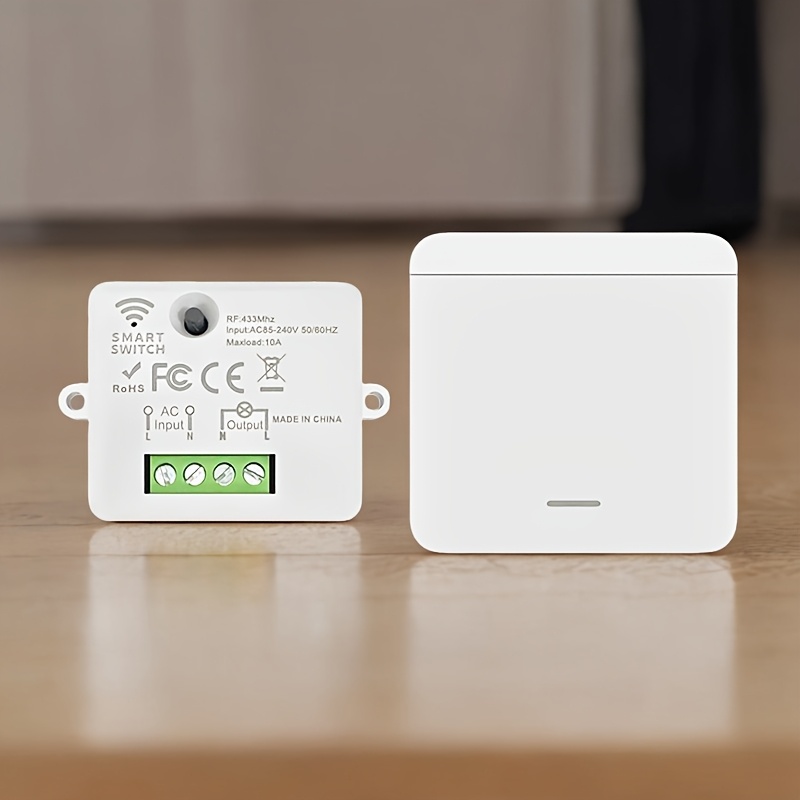 Interrupteur à télécommande sans fil 1 pièce, contrôleur AC 85-240V, avec patins adhésifs, pour contrôler les luminaires et les appareils électroménagers