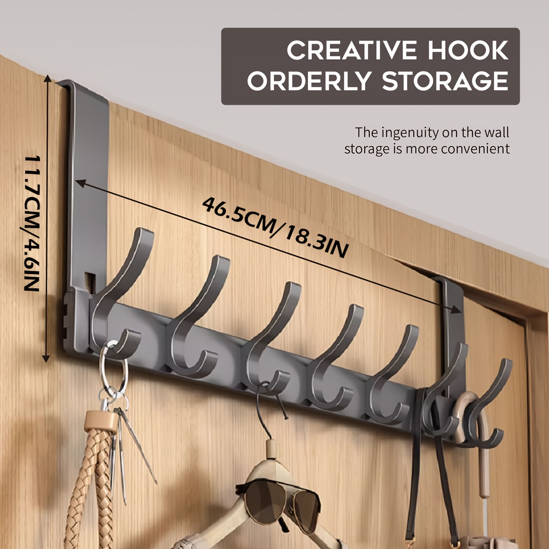 TEMU 2025 Portable Door Hook, No Drilling & No Installation Required, Hanging Door Hook For Kitchen And Bathroom Use, Door Towel Rack, Coat & Hat