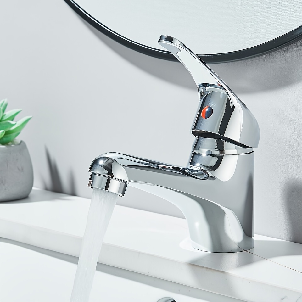 Faucet For The Bathroom, Water- Washbasin Tap, Sink Fixtures For Hot And For Cold Water, Finished In Chrome