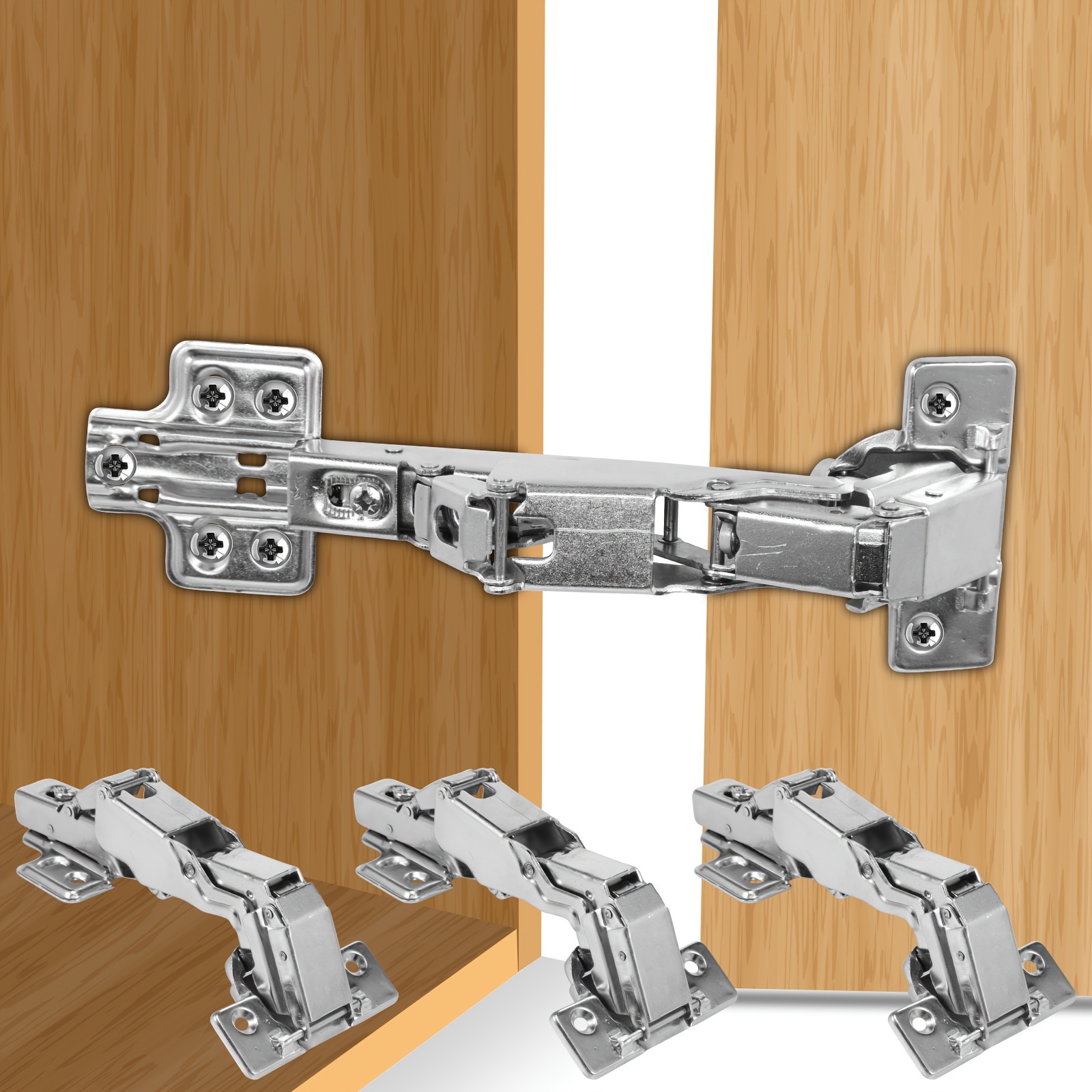 

4pcs 175 Degree Cabinet Hinges Concealed Hydraulic Adjustable Mounting Hinges Soft Close Cabinet Hinges Cold Rolled Steel Cupboard Buffer Hinges For Kitchen Cabinet Cupboard