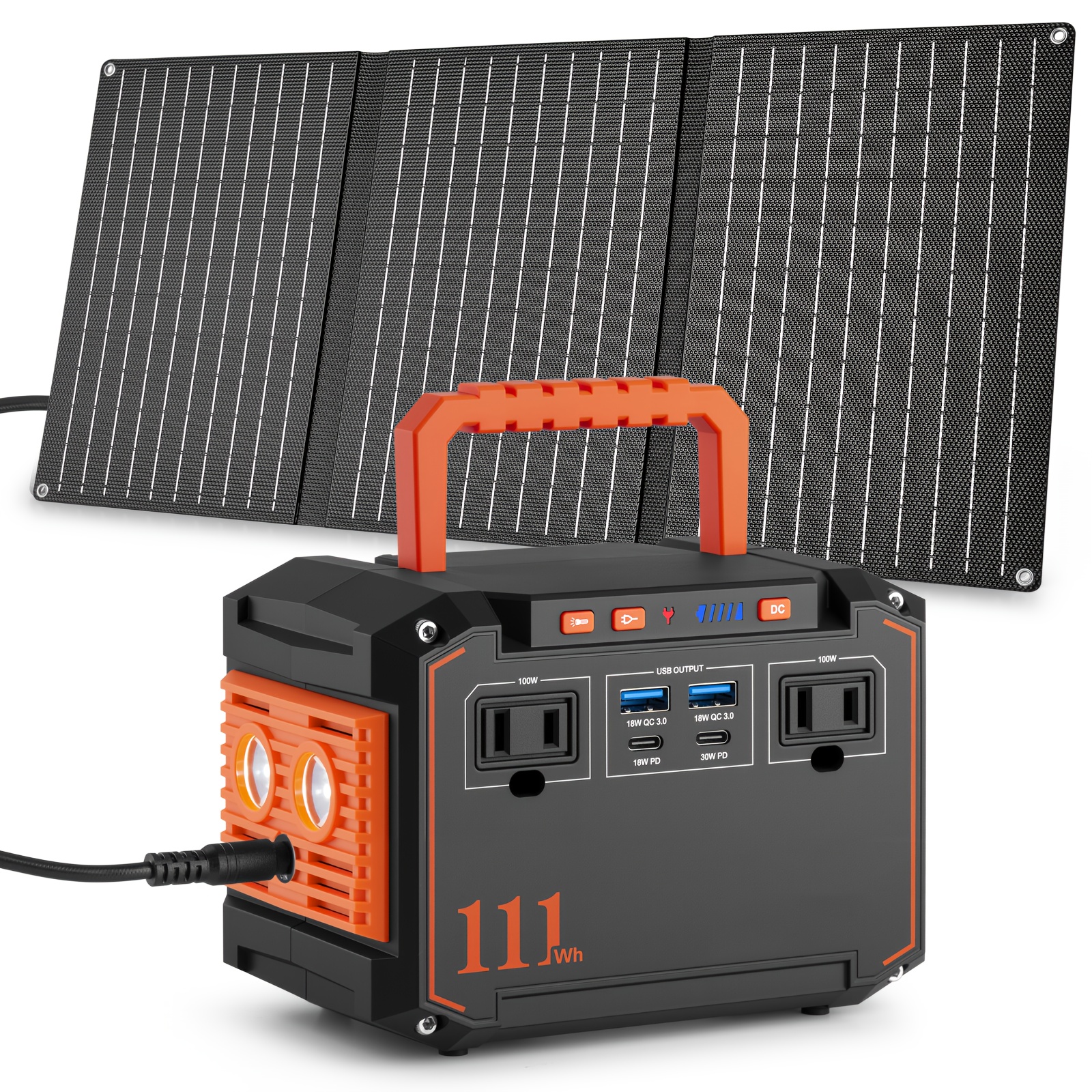 portable power station 100w 111wh with 30w solar panels with ac outlet 110v 3 usb a 2 usb c 2     solar generator for   emergency hurricaneth Product details 4