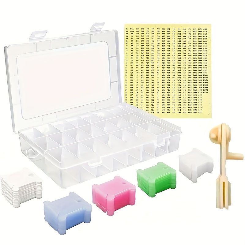 

150pcs Embroidery Thread Organizer Kit With Bobbins, Floss Winder, 24-grid Clear Plastic Storage Box, Label Stickers - Ideal For Stitch, Beads, Jewelry & Craft Supplies, Embroidery Kit