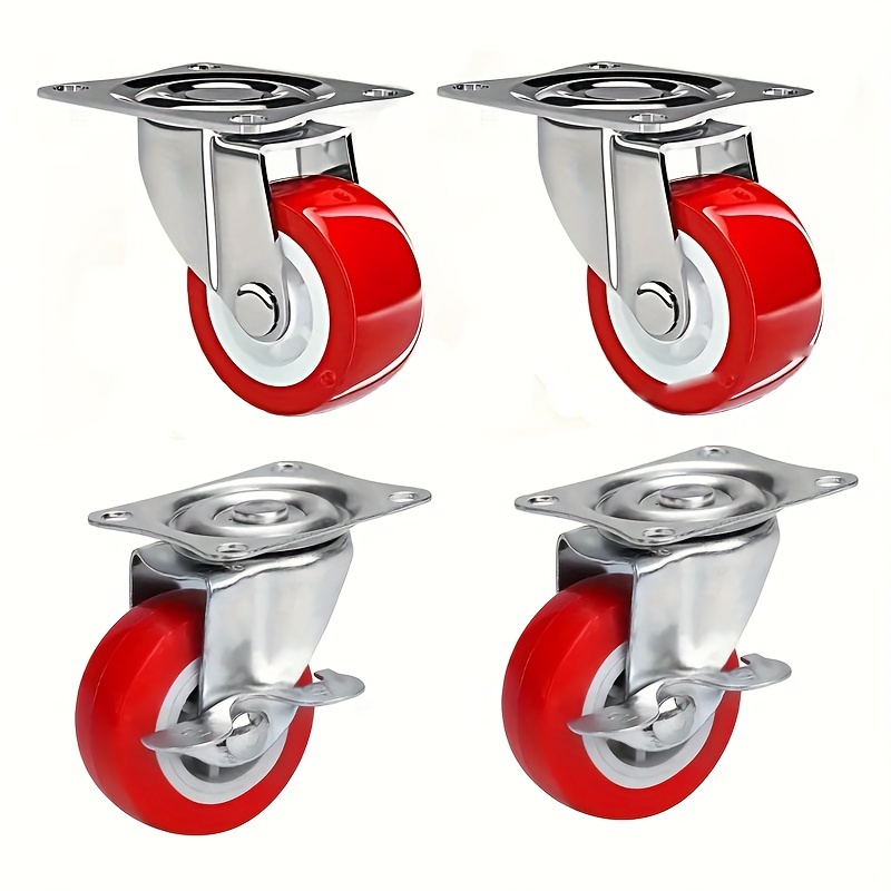 

4pcs Heavy Duty Caster Wheels, Including 2 Swivel Wheels With Brake 2 Swivel Wheels Without Brake, 360-degree Silent Swivel Wheels, Used For Furniture, Trolley, Display Rack And More