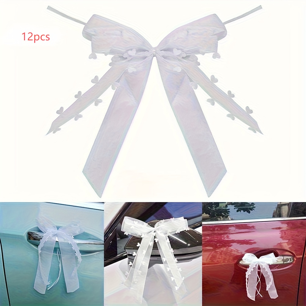 Image of A Set Of 12 Decorative Wedding Bows Made Of Ribbon, Suitable For Cars, Chairs, Parties, Festivals, Wedding Arches, Vases, And Photo Props Christmas Halloween
