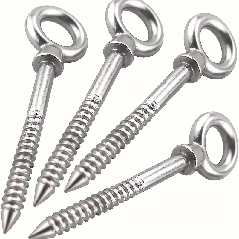 

4pcs Stainless Steel Eye Bolts, M8x80mm Hammock Hanging Hook Screws, Swing Chair Wood Screws, Durable Drop Forged Eye Screw For Secure Mounting