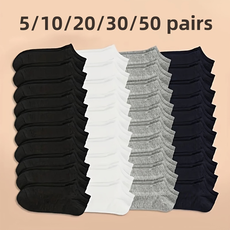 

5/10//50 Men's Plain Knitted Lining Socks, Sweat Absorbent, Anti-odor, Comfortable, Breathable, Casual Soft Socks, Spring And Summer