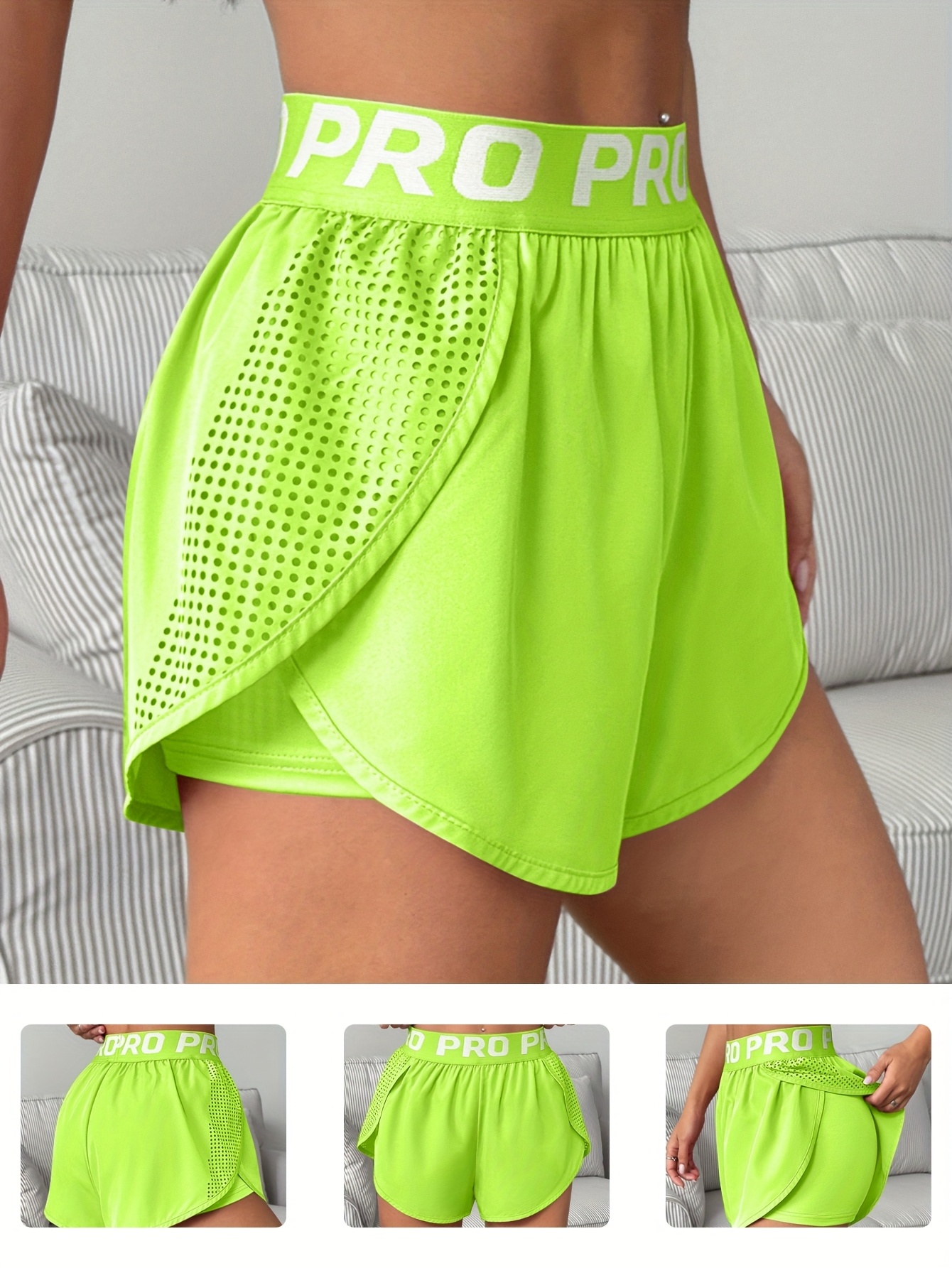 lässige damen sport shorts mit doppel-layer und seitlichem  