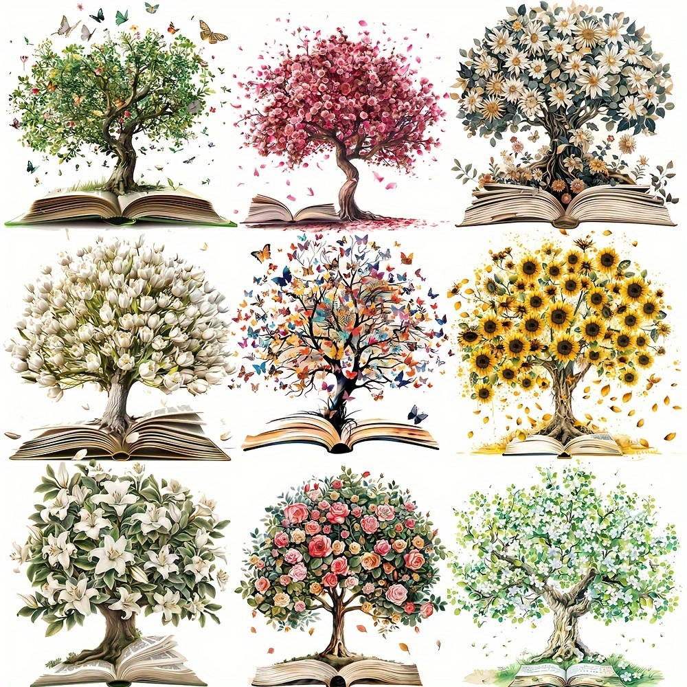 

Tree Of Life Floral Sticker Set - Matte Finish, Reusable Decals For Scrapbooking, Laptops, Journals & More - Sparkle Accents, Self-adhesive Craft Accessories