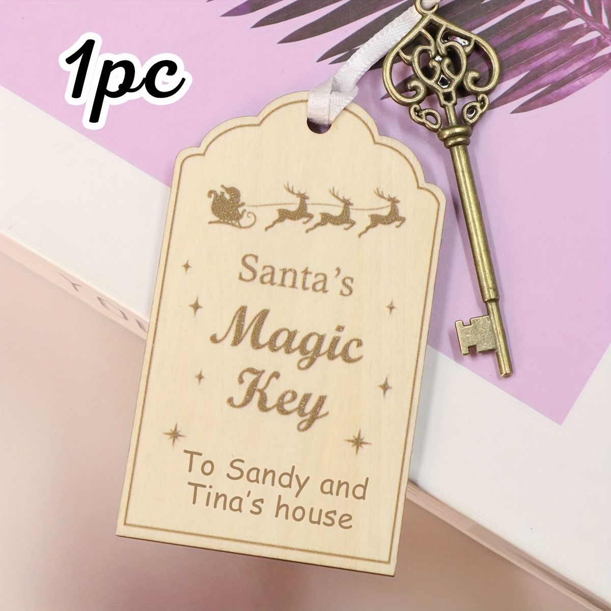 TEMU Personalized Christmas Ornaments, Customized Wooden Santa Tag, Custom Text Christmas Gifts, Rustic Christmas Decoration With Engraved Reindeer