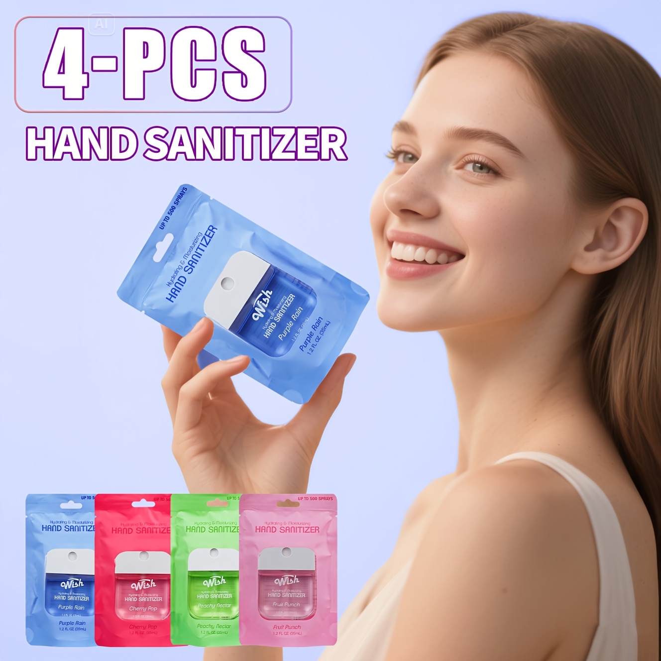 [Portable Hand Sanitizer] WISH Hand Sanitizer Spray, Mini Travel Essential | Portable Aloe Vera Hand Perfume Spray, Power Mist Hydrating, Hands Cleaning, Hydrated, And Delicately Scented, Travel Size for Moisturizing Hand Fragrance Spray