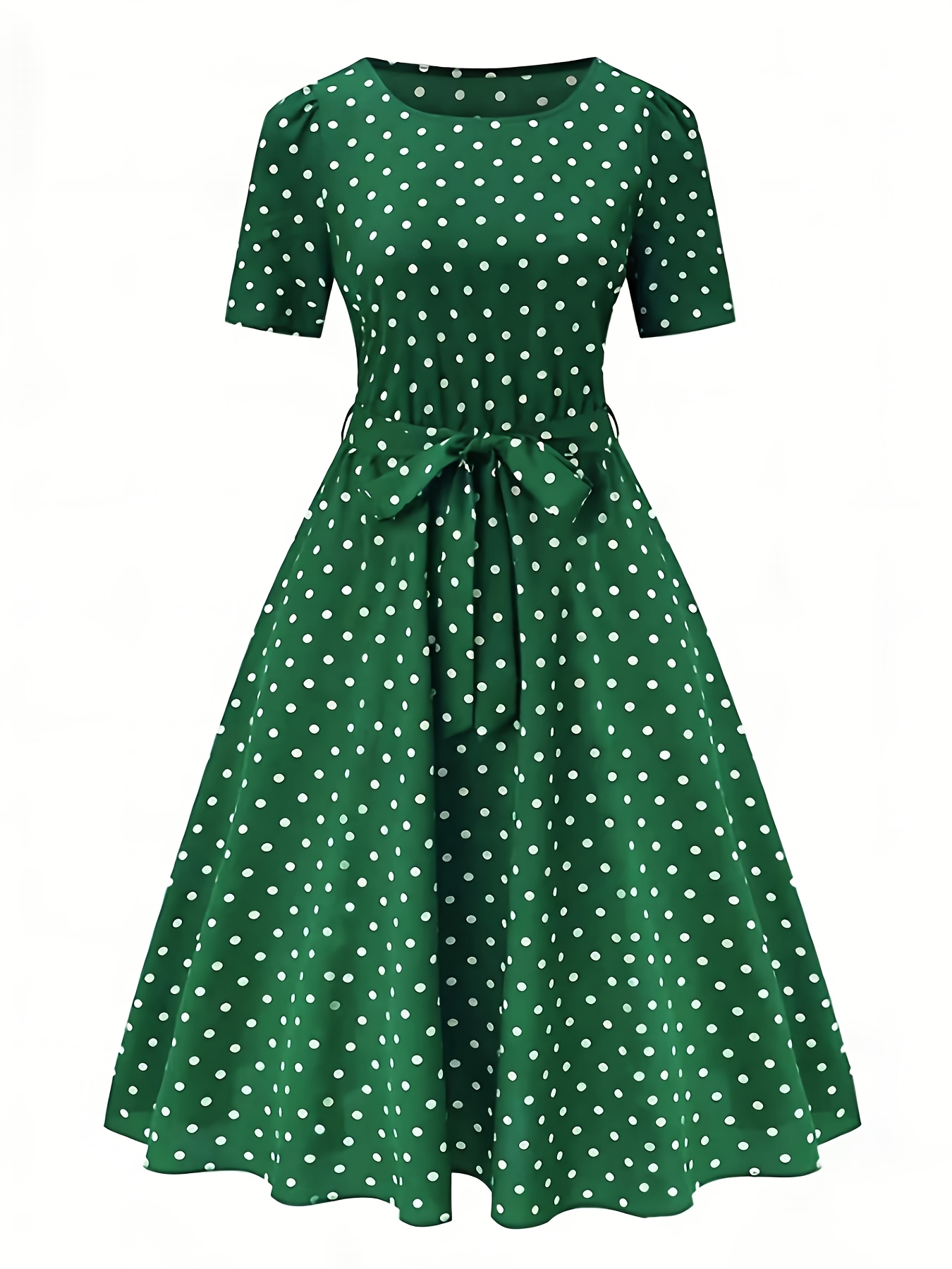 womens elegant a line polka dot print dress adjustable waist - Temu Oman