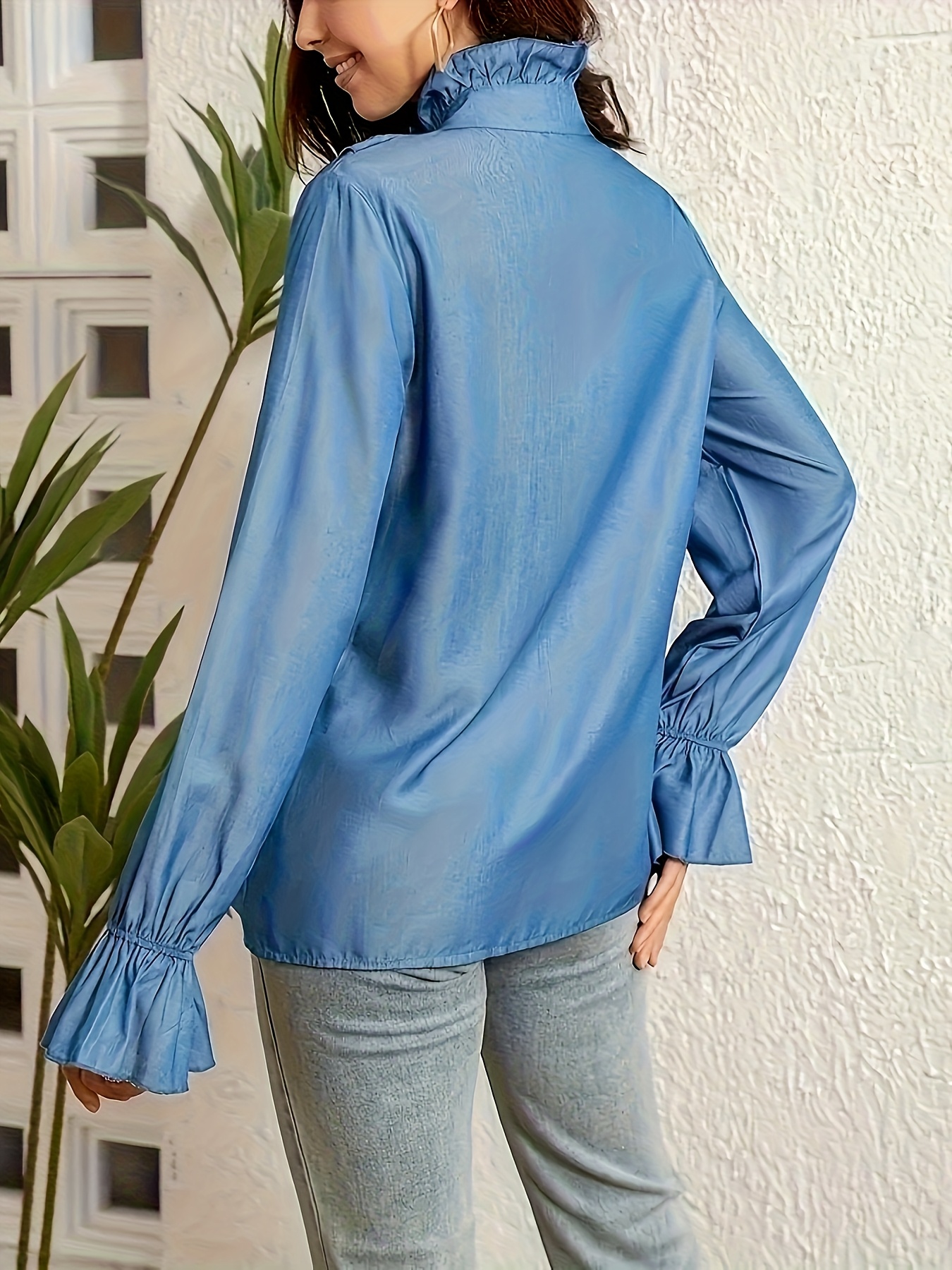 light blue flowy top