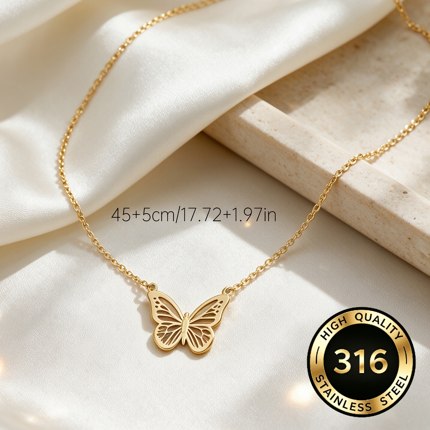 Women's Golden Hollow Butterfly Necklace, Bohemian Style