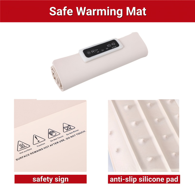 Heating Pad, Multifunctional Insulation Board, Kitchen Heating Mat, Desktop Heating Pad, Food Warmth Mat for Kitchen, Silicone Heating Pad, Rollable Food Heater, Countertop Burner, Kitchen Food Warmer, Foldable Storage, Flexible Shape, Timer Control