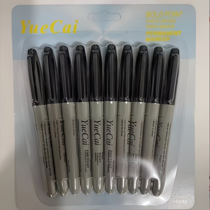 

10pcs Black Permanent Markers - Waterproof, , Quick-dry For Carpentry, Drafting On Ceramic, Glass, Metal, And Wood