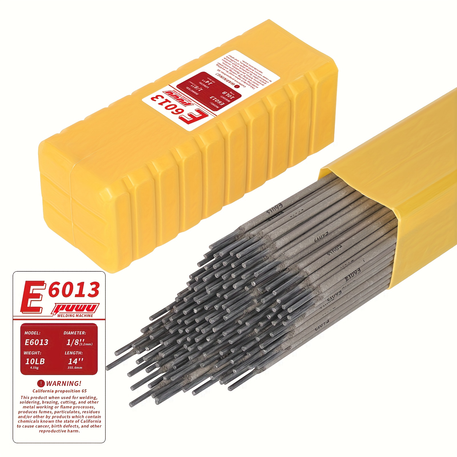 TEMU Baguette PUWU E6013 1/8" 3/32'' 10LB douce à usage général, , éclaboussures minimales, convient à tous les types de de tôles fines douces et aux
