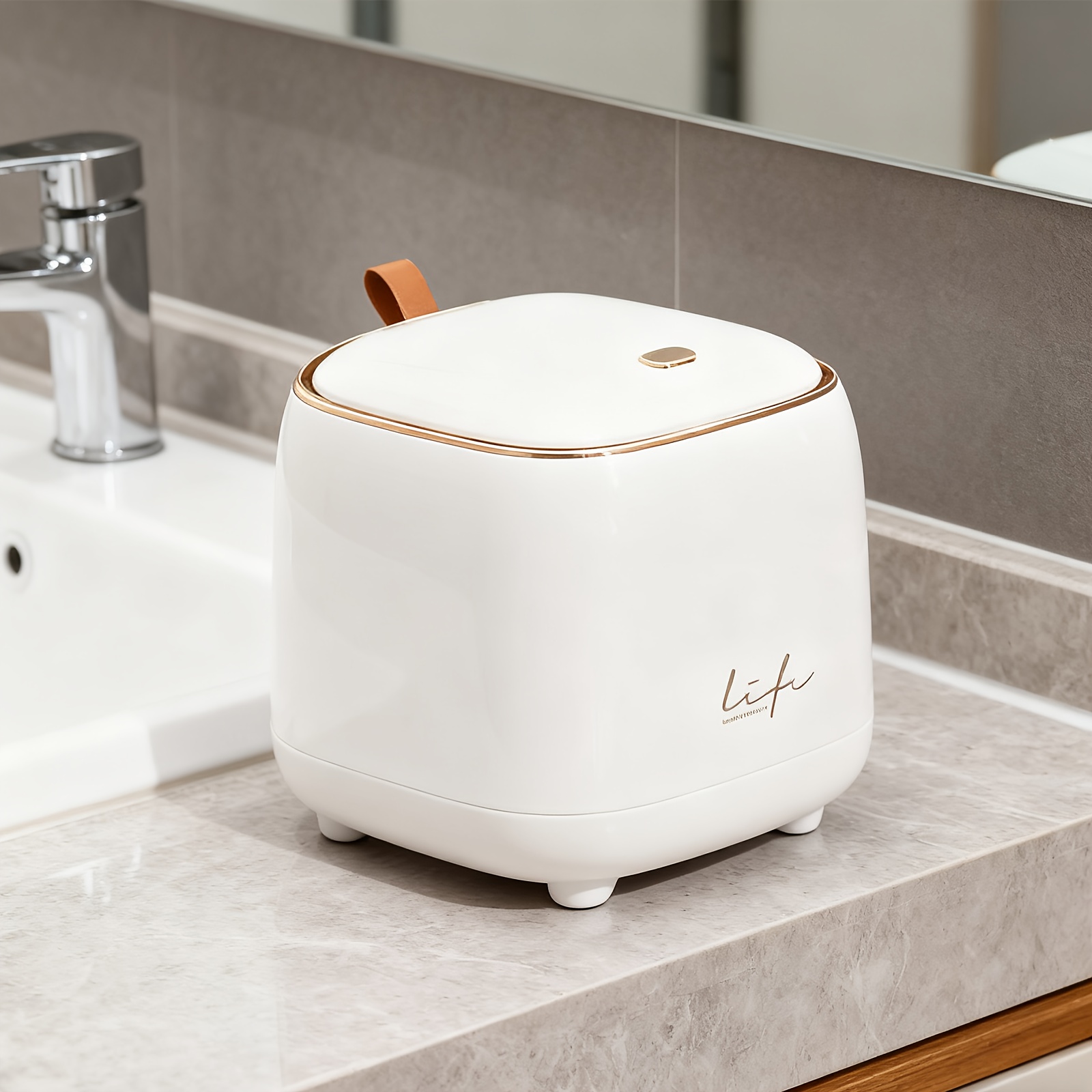 TEMU This Is A Mini Desktop Trash Can With A Lid, Cute Push-button Type Suitable For Coffee , Offices, Homes, Bedrooms, Living Rooms, Kitchens, And
