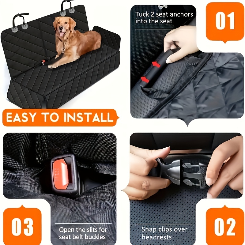 Dog Car Seat Cover, Rear Seat Protector; Pet Car Seat Protector Bench, Heavy-Duty Seat Cover Fits Most Cars, Trucks, and SUVs' Center Armrests