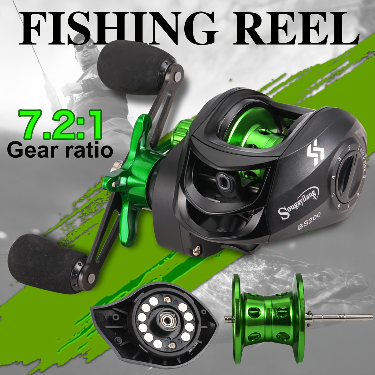 

7.2:1 Gear Ratio Max Drag 10kg Baitcasting Reel With Aluminum Spool Smooth And Durable Metal Fishing Reel For Freshwater And Saltwater Baitcasting Reel Fishing Reel