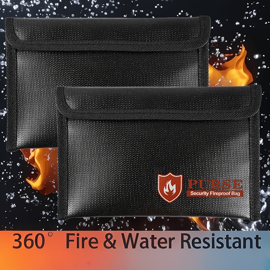 E-shop 2 Stück, feuerfeste Tasche, 8,2 Zoll * 5,1 Zoll, isoliert, feuerfeste Geldtasche für Bargeld mit Reißverschluss reflektierendem Streifen,