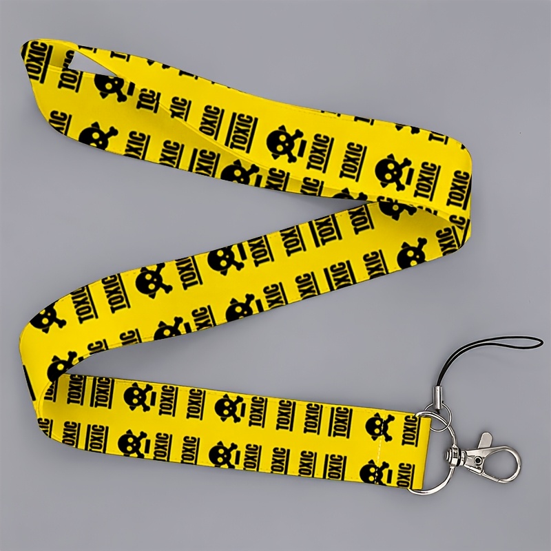 TEMU Cordón 2D unisex para ir al trabajo o a , con calavera negra y estampado "TOXIC", para teléfonos y tarjetas de identificación