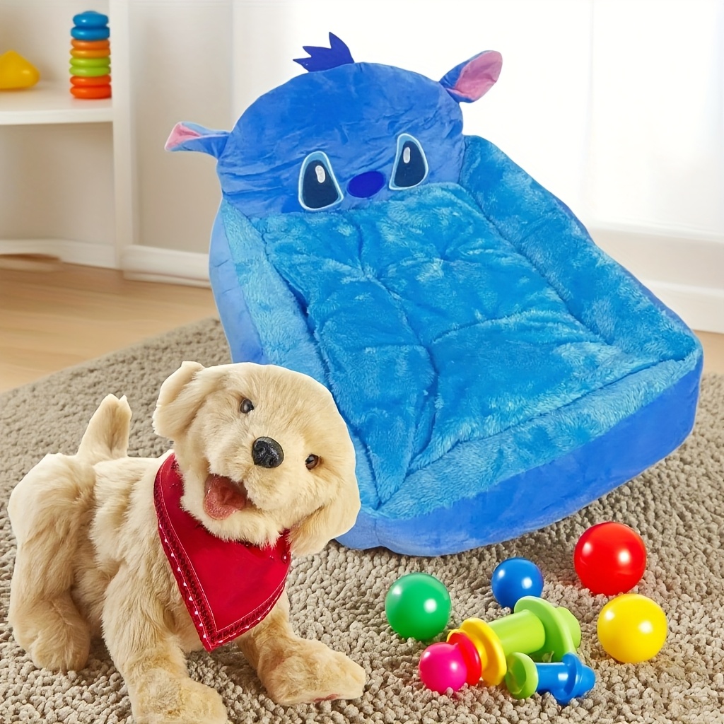       pet sofa fluffy dog bed for puppy kitten non slip bottom removable washable cover supportive cartoon   cat bed   home gift for dog lovers small dog bed   design polyester fabric Product details 0