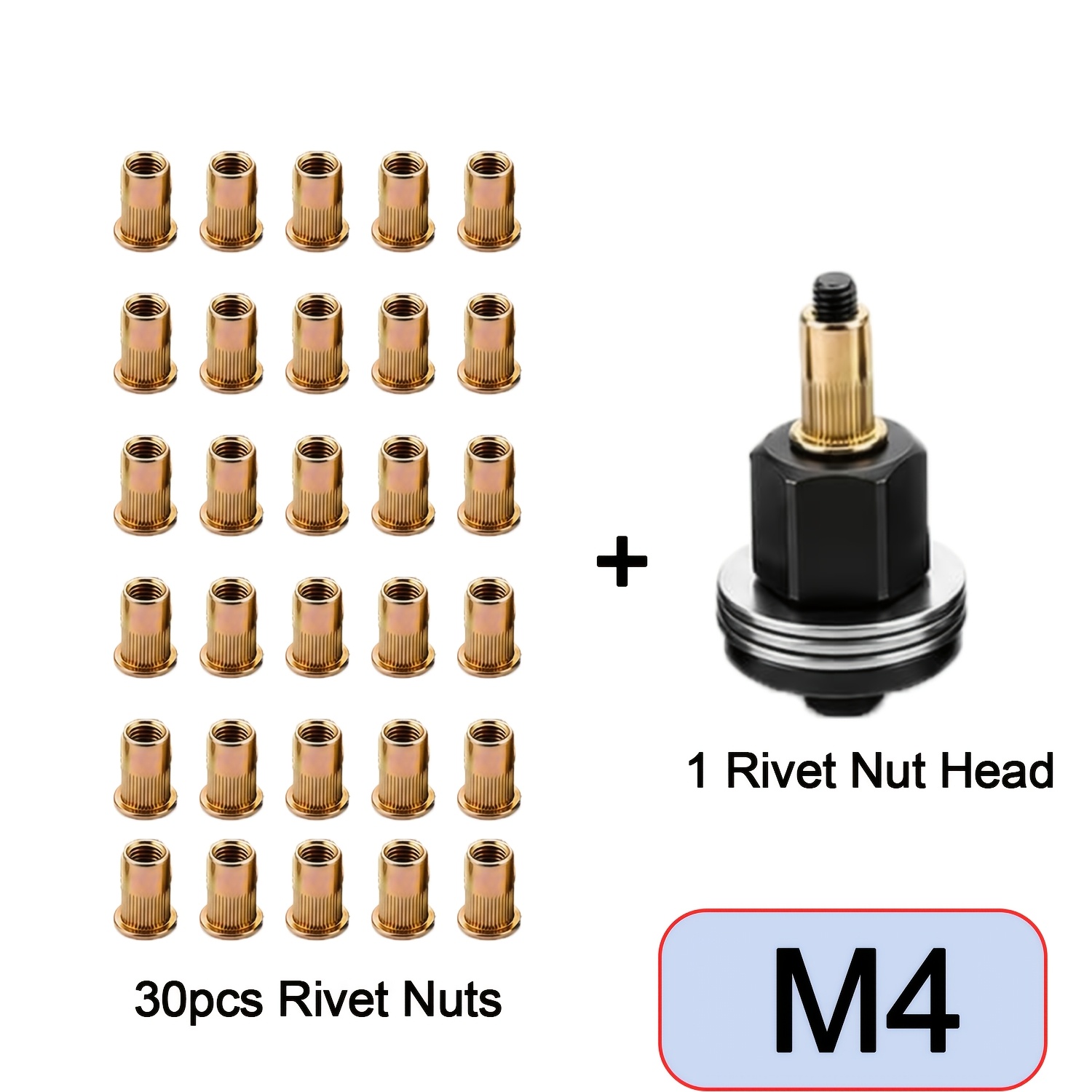 TEMU 31pcs Rivet Nut Hand Tool Set, Includes 30 Rivet Nuts + 1 , Suitable For Of M3/m4/m5/m6/m8/m10 Nuts, Suitable For Furniture, Decoration,