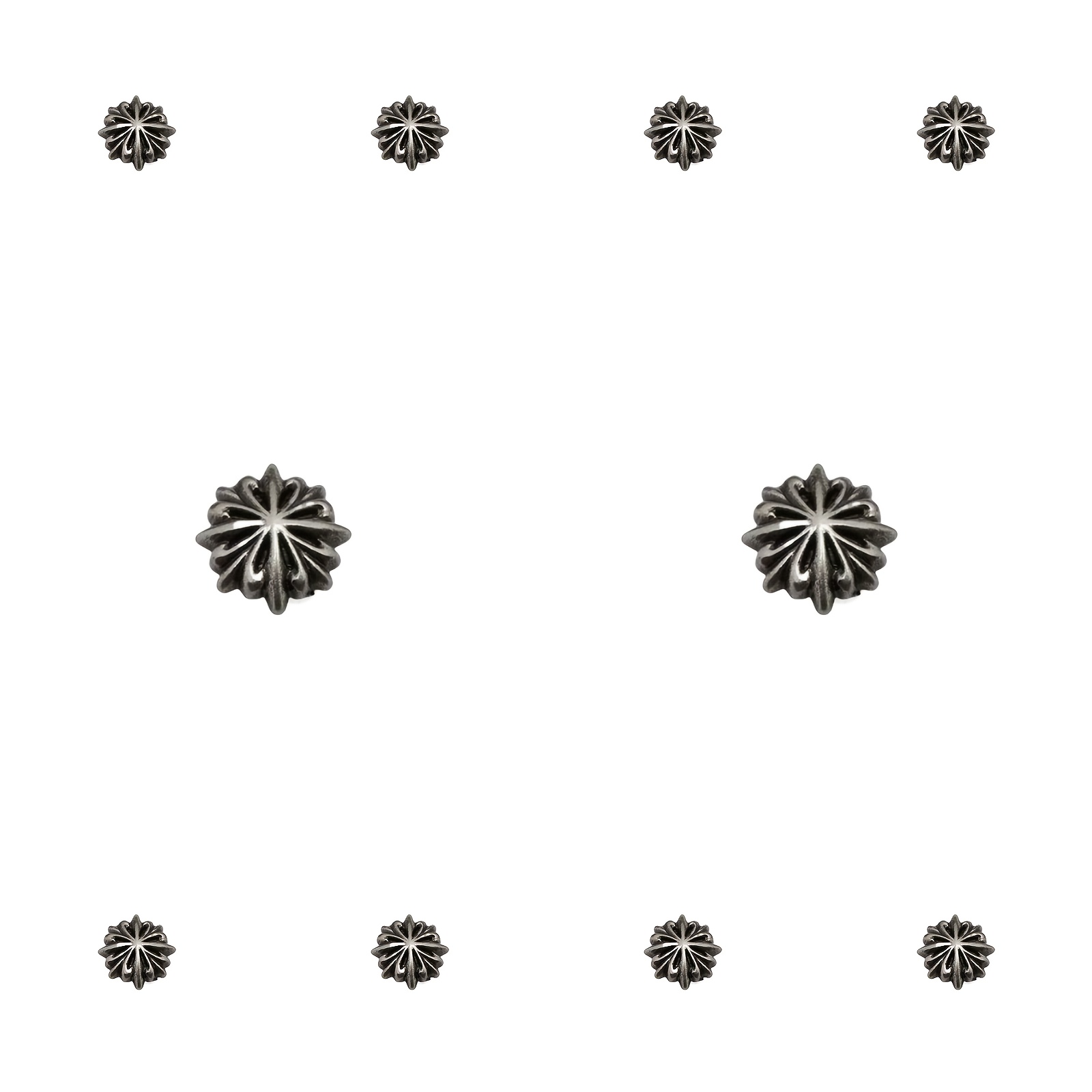 10pcs Vintage Silvery Rivets, Alloy Craft Additions, With Exquisite Design, Suitable For Artificial Leather And Textile Projects