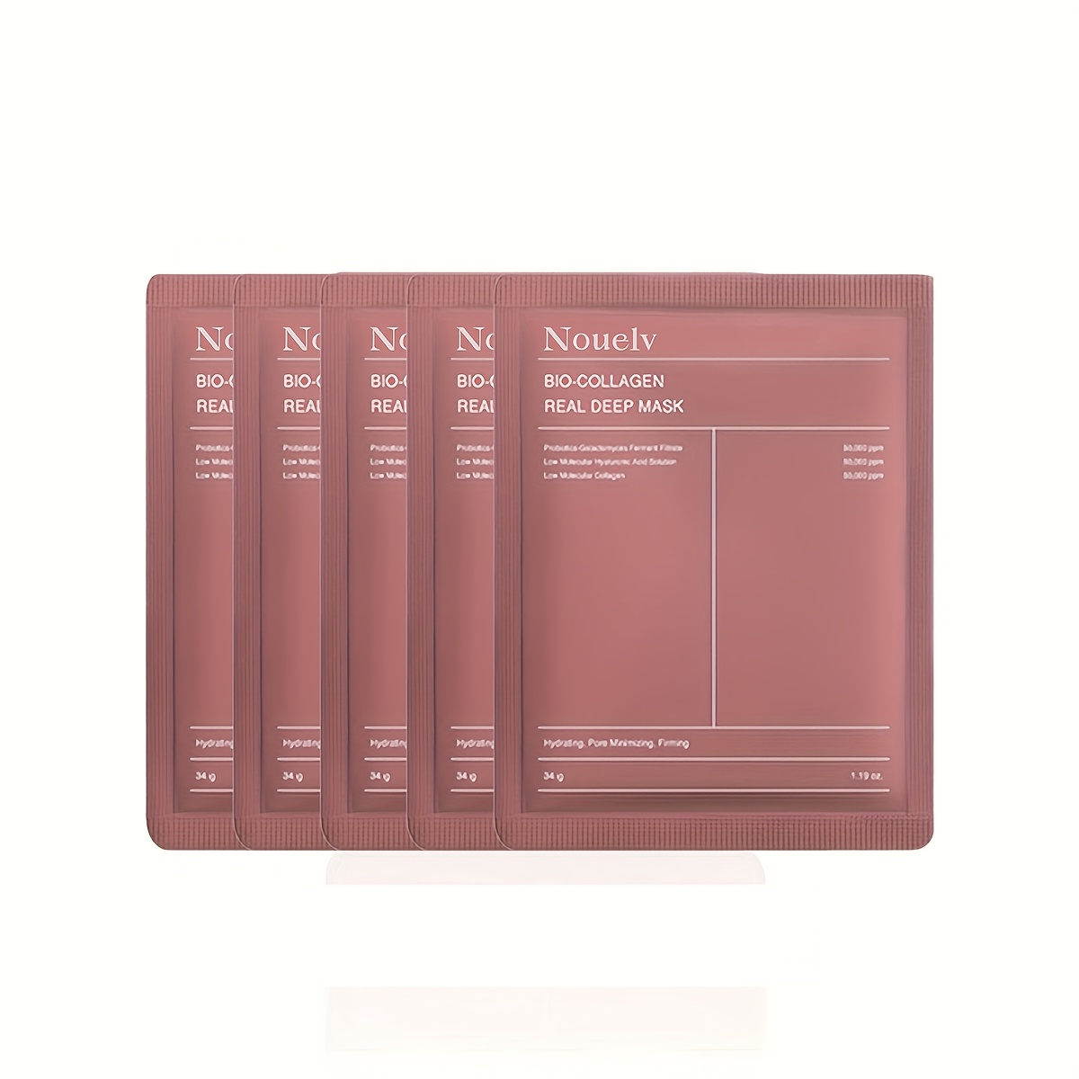 5pcs Bio-collagen Moisturizing Face Masks, Unisex Adult, Hydrating Skin Care, Dissolvable Full-face Split Structure