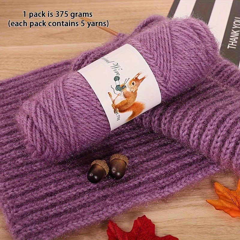 Image of 5-pack = 375g Faux Fur Yarn Ball, Bulky Knitting Yarn, Hand-knitting Diy Material For Making Hats, Scarves, Coats, Shawls, And Handicrafts