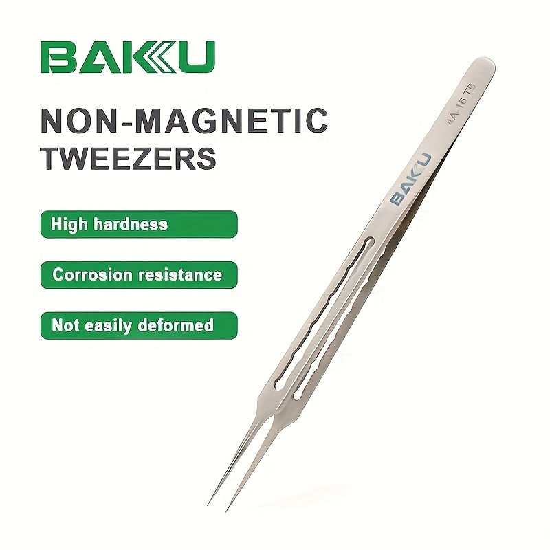 Image of Baku 4a-16 Ultra Fine Precision Tweezers, Non-conductive, Anti-magnetic Tweezers, Micro Motherboard Soldering Tool