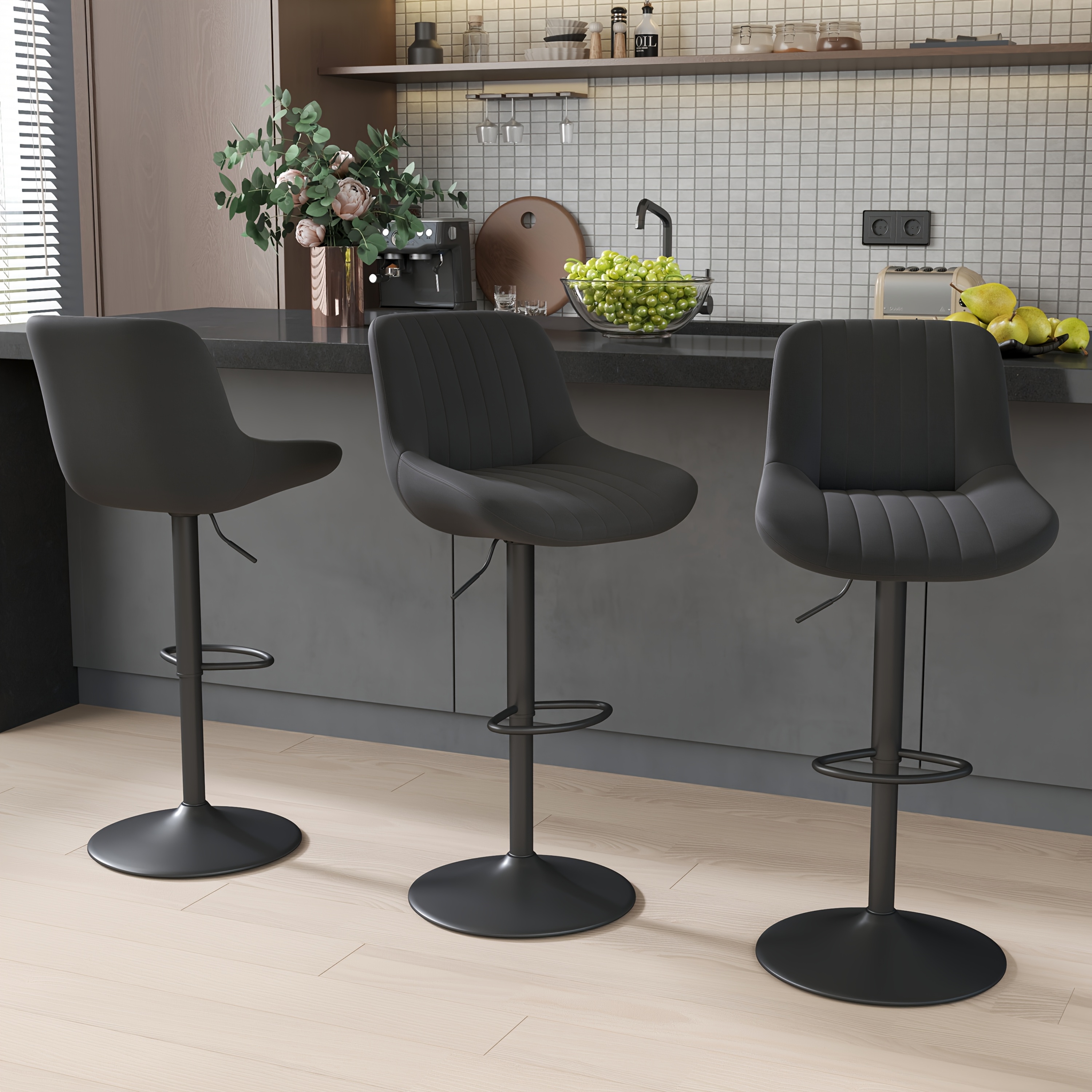 exclusive Counter Height Bar Stools 1/2/3/4 Packs Counter Height Bar Stools, Adjustable Swivel Upholstered Counter Height Barstools with Back And Footrest, Stool Chair for Kitchen Counter Island 13 exclusive Counter Height Bar Stools 1/2/3/4 Packs Counter Height Bar Stools, Adjustable Swivel Upholstered Counter Height Barstools with Back And Footrest, Stool Chair for Kitchen Counter Island - Image 13