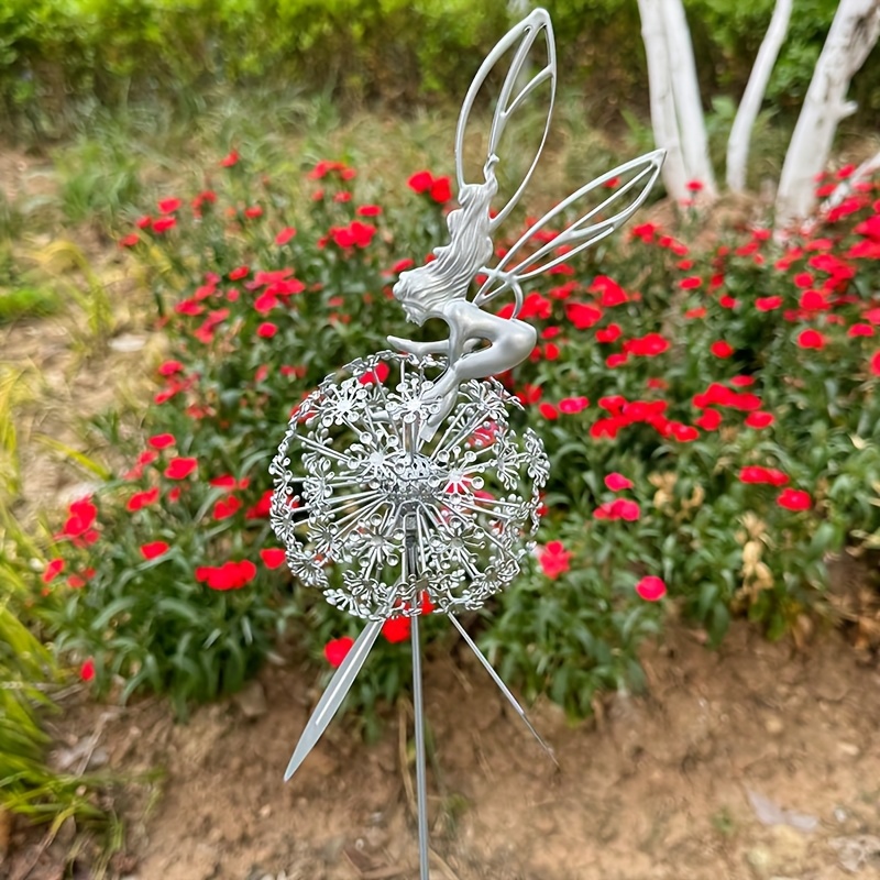 Wire Stainless Steel Fairy And Dandelion Garden Sculpture CSS-735 - YouFine