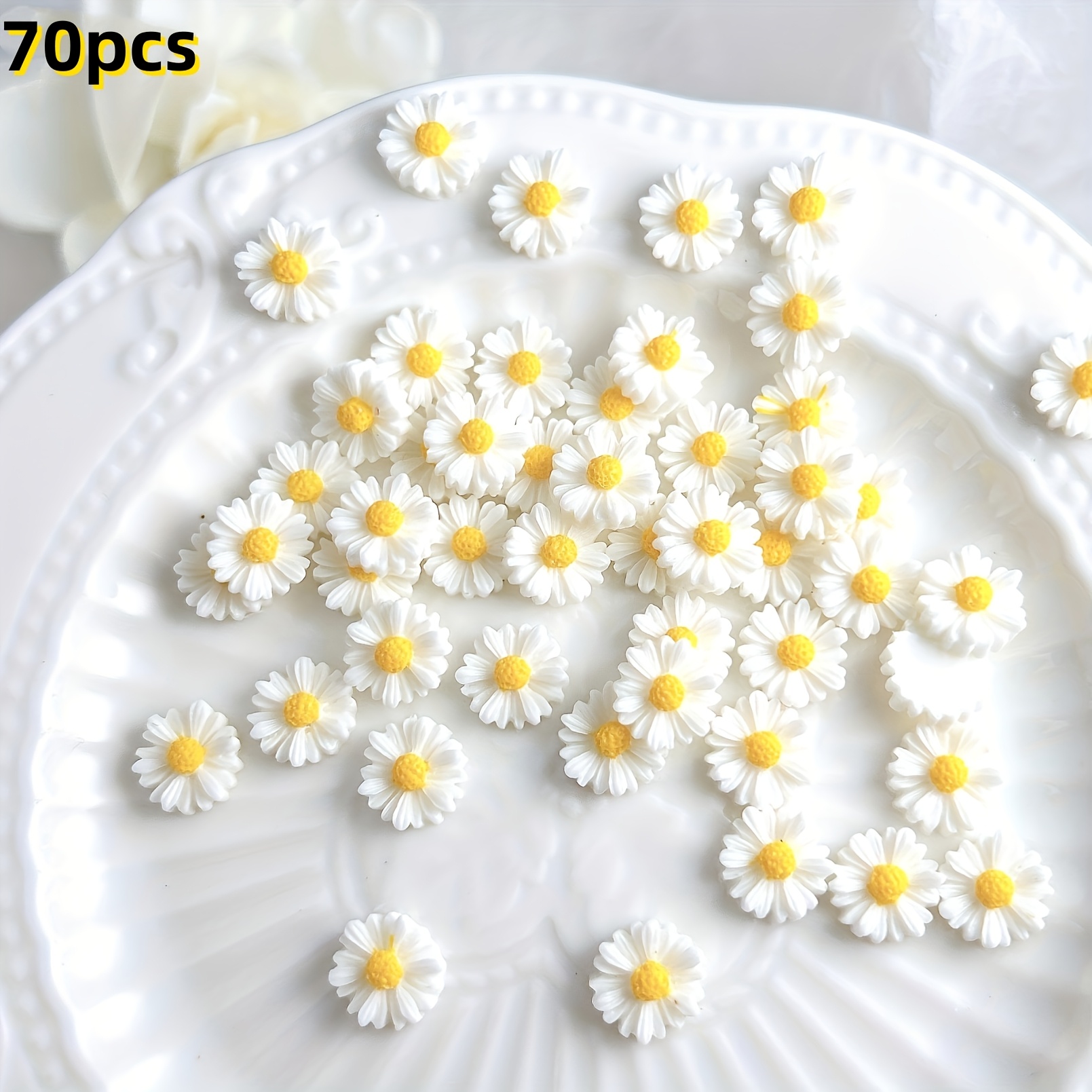 TEMU 220pz/70pz Perline Decorative a Forma di Margherita Qualit�, Materiale in Resina 3D, Adatte per Gioielli, Nail Art, Decorazioni per Capelli,