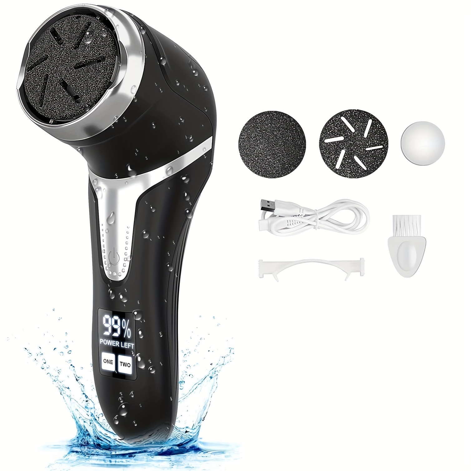 TEMU 1pc Okg Rechargeable Foot Callus Remover , Lcd Display, 6w Motors, Portable Pedicure Kit, Unscented, Plastic Material, Dander