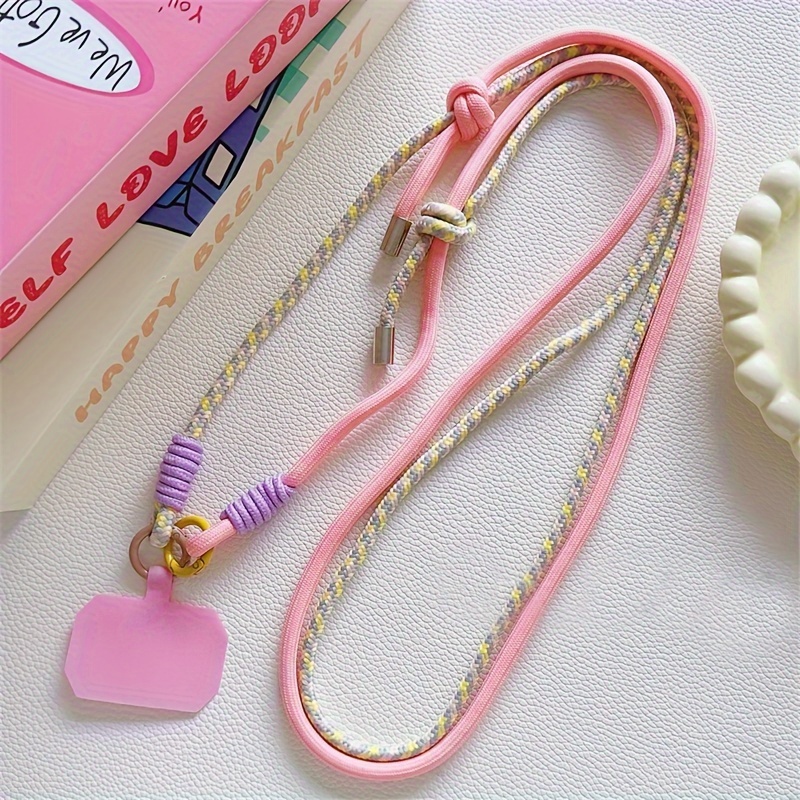 Image of [thickened Anti-lost Outdoor Hanging Chain] 1pc Y2k Nylon Color Diagonal Rope Mobile Phone Anti-lost Adjustable Lanyard Thickened Halter Chain Outdoor Hanging Chain Phone Long Lanyard