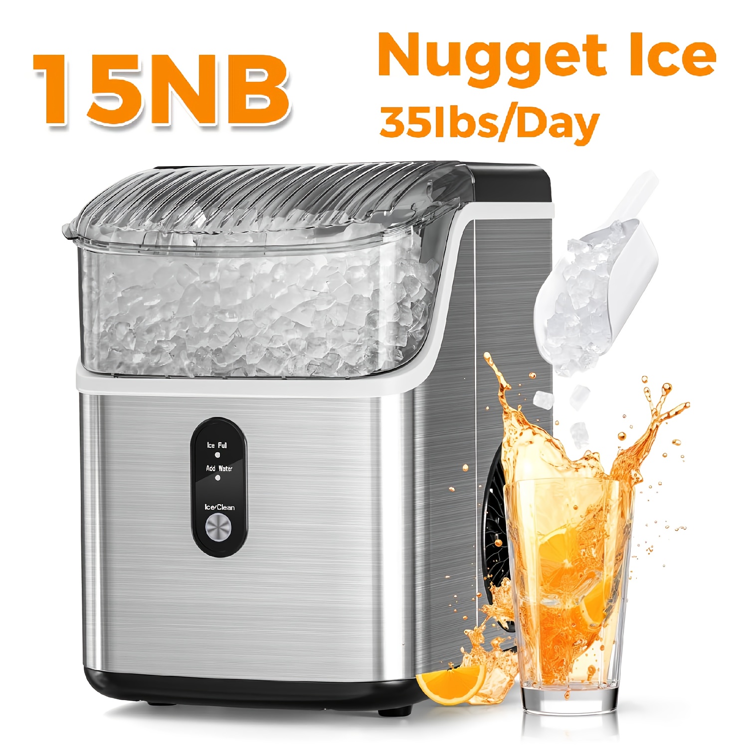 TEMU Countertop Ice Maker, Self-cleaning Ice Machine With Ice Scoop And Basket, Portable Ice Maker Machine, 35lbs In 24hrs, Perfect For