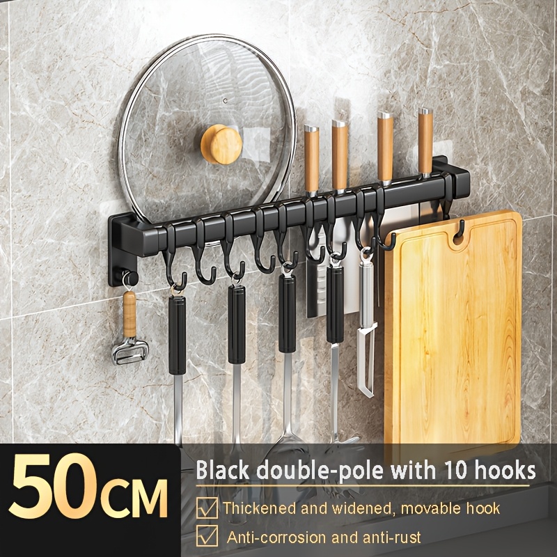 TEMU 1pc Kitchen Rod Shelf, No-drill Installation, For Lids And Utensils, Suitable For Kitchen, Bedroom, Bathroom And Other Storage