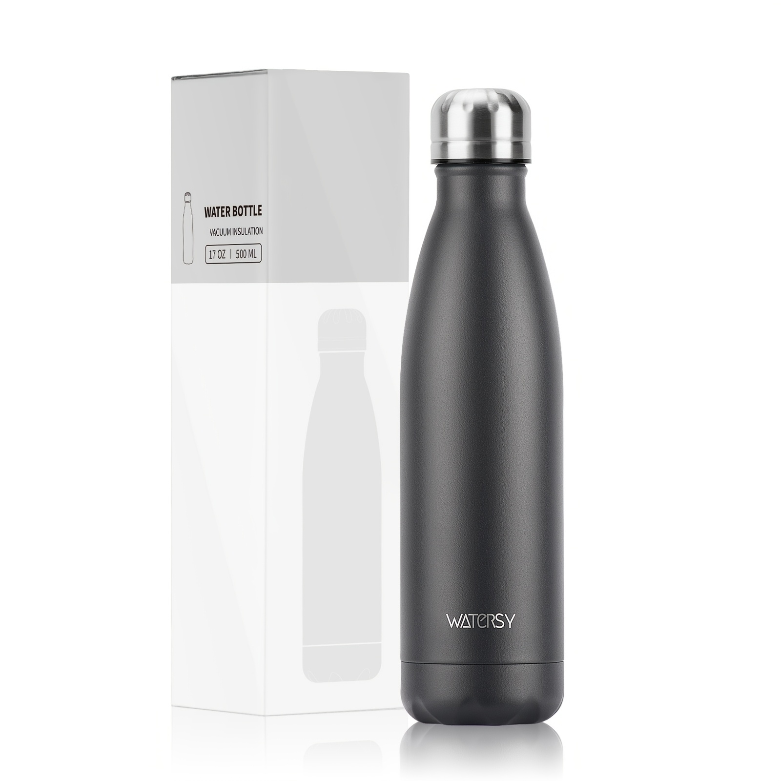 1pc Watersy Stainless Steel Water Bottle, 24 Hours Cold And 12 Hours Hot - Vacuum Water Bottle - Perfect Insulated Bottles For Sports, Running, Cycling - 17oz/500ml