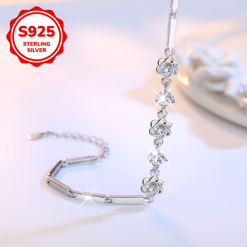 925 Sterling Silver Bracelet with Sparkling Cubic Zirconia