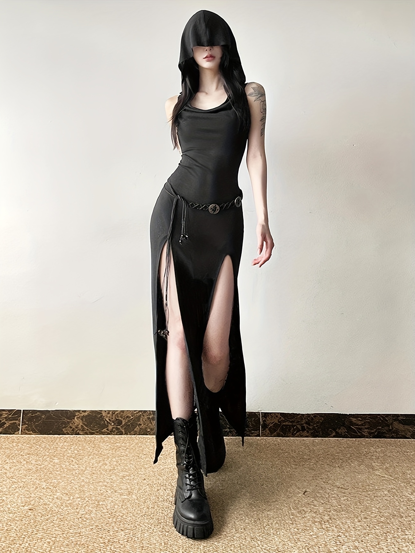 black dress with hood Bree Hooded Sweatshirt Dress main image 0