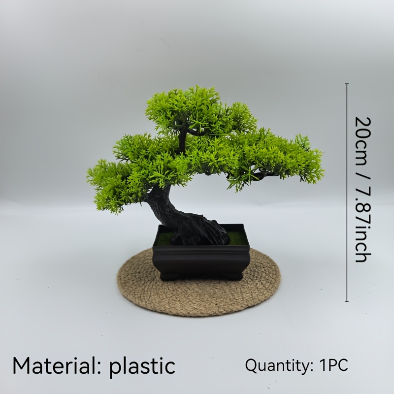 TEMU 1pc Pine Artificial Potted Plant Bonsai Ornament, Suitable For Indoor Desktop Home Decor, Ideal For Bedroom, Living Room, Office And Bathroom